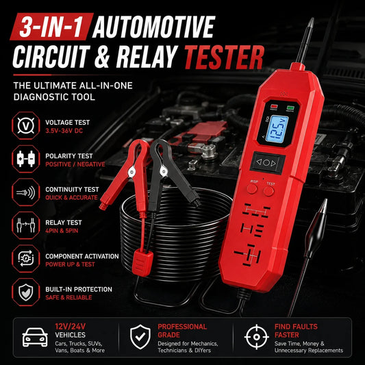 Workshop-Ready 3-in-1 Automotive Power Circuit Probe & Relay Tester