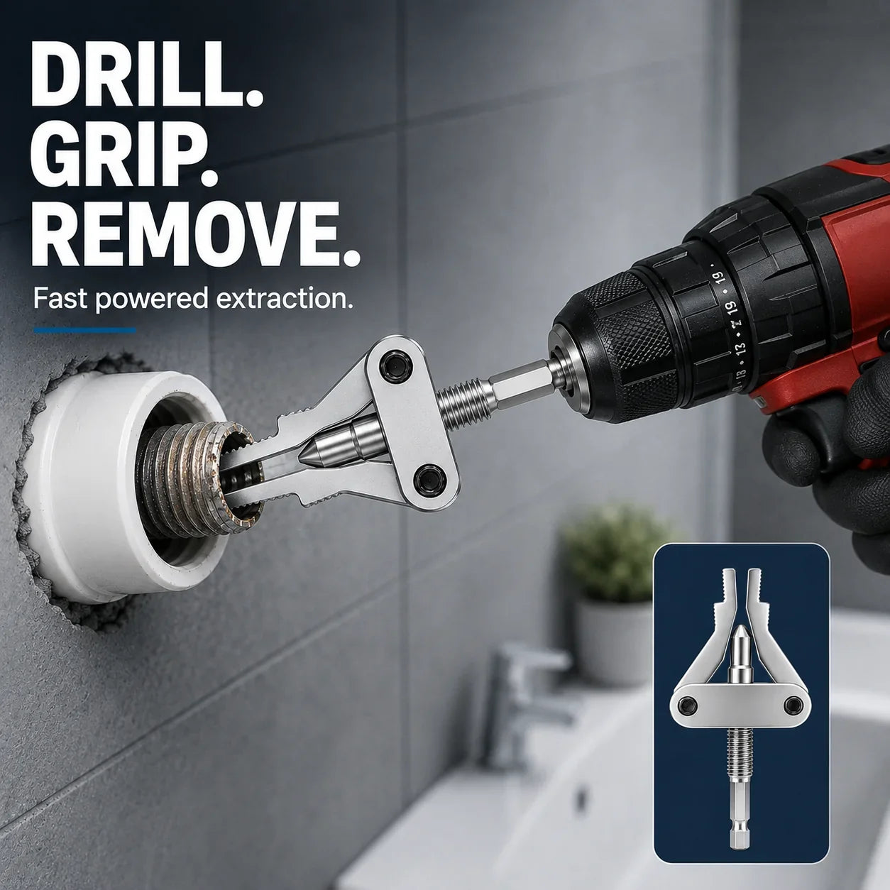 3-in-1 Broken Pipe Thread Extractor for 1/2, 3/4 and 1-Inch Pipes