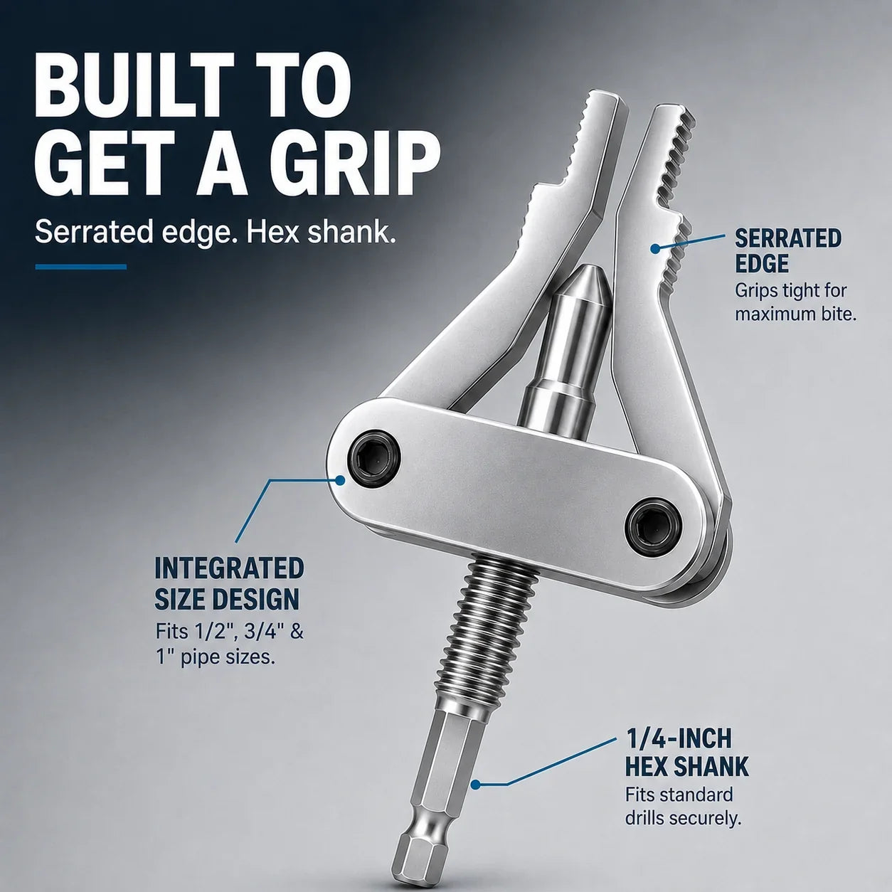 3-in-1 Broken Pipe Thread Extractor for 1/2, 3/4 and 1-Inch Pipes