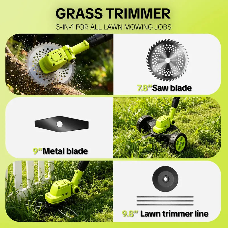 Distinctive 21V 3-in-1 Cordless String Trimmer, Edger & Mini Mower