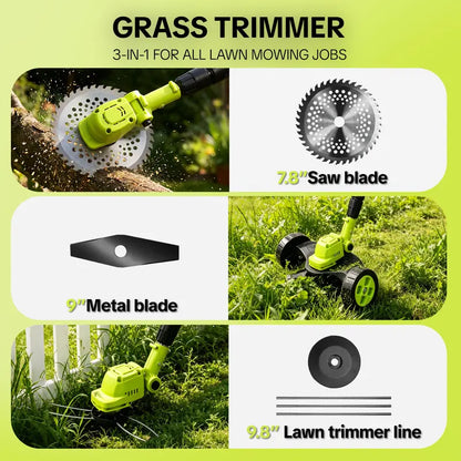 Distinctive 21V 3-in-1 Cordless String Trimmer, Edger & Mini Mower