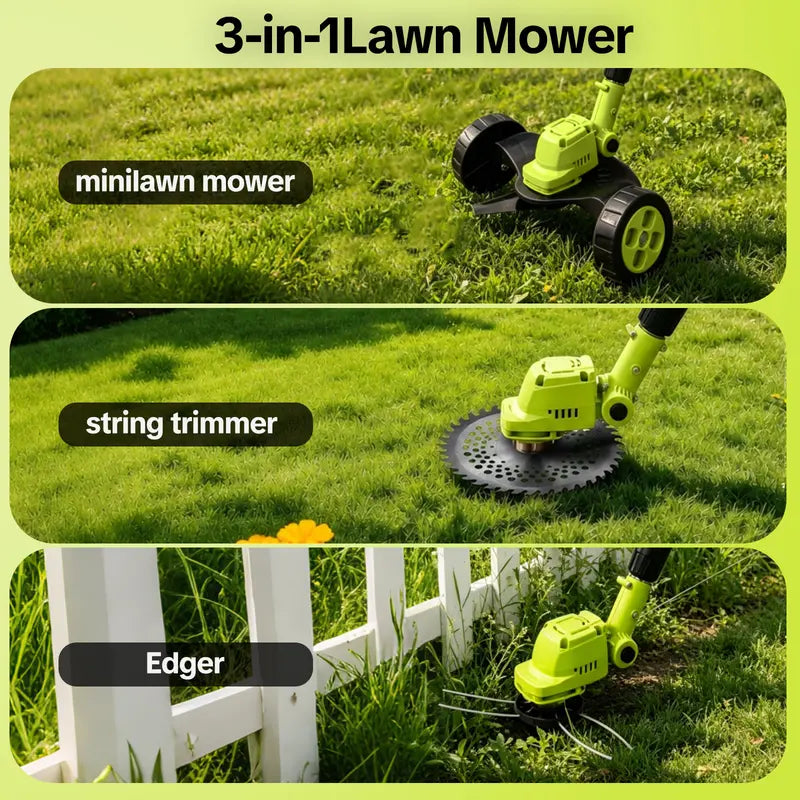Distinctive 21V 3-in-1 Cordless String Trimmer, Edger & Mini Mower