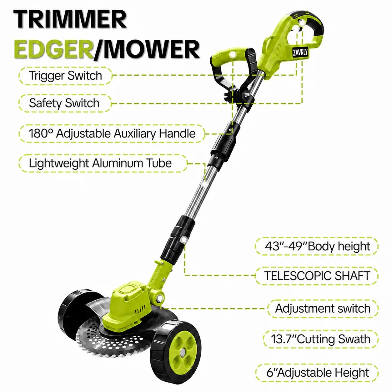 Distinctive 21V 3-in-1 Cordless String Trimmer, Edger & Mini Mower