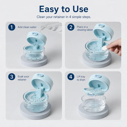 Space-Saving 3-in-1 Leak-Proof Retainer Cleaning Case with Mirror