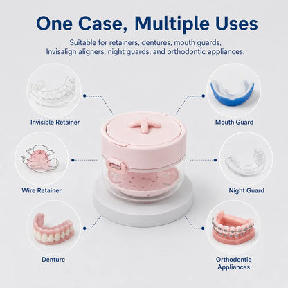 Space-Saving 3-in-1 Leak-Proof Retainer Cleaning Case with Mirror