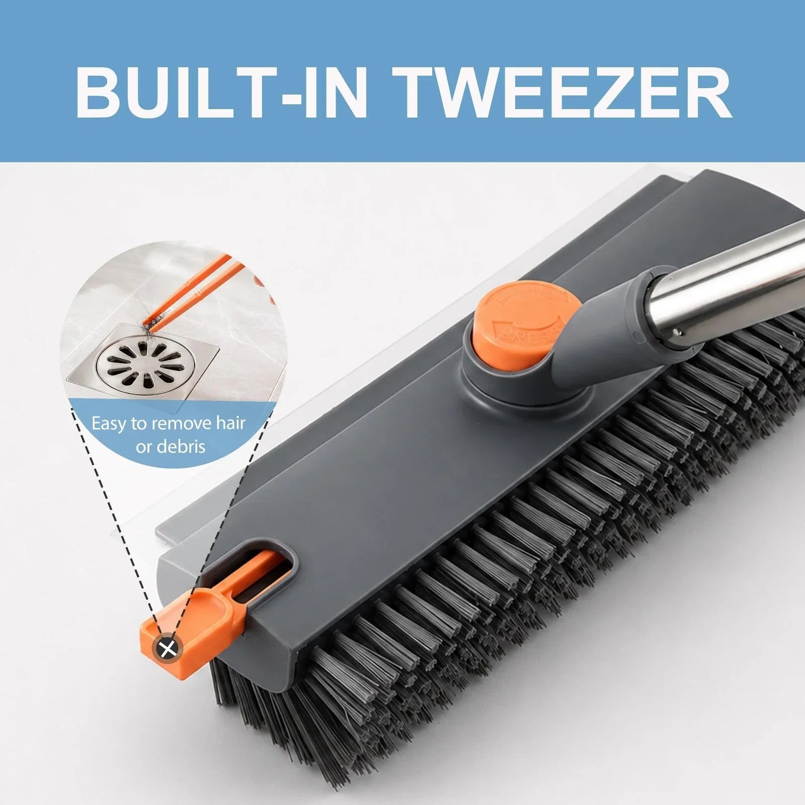 Easy-Care 3-in-1 Rotatable Floor Scrub Brush with Long Stainless