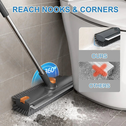 Easy-Care 3-in-1 Rotatable Floor Scrub Brush with Long Stainless
