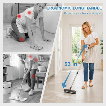 Easy-Care 3-in-1 Rotatable Floor Scrub Brush with Long Stainless