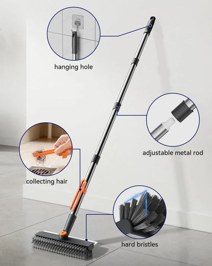 Easy-Care 3-in-1 Rotatable Floor Scrub Brush with Long Stainless