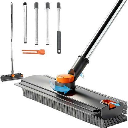Easy-Care 3-in-1 Rotatable Floor Scrub Brush with Long Stainless