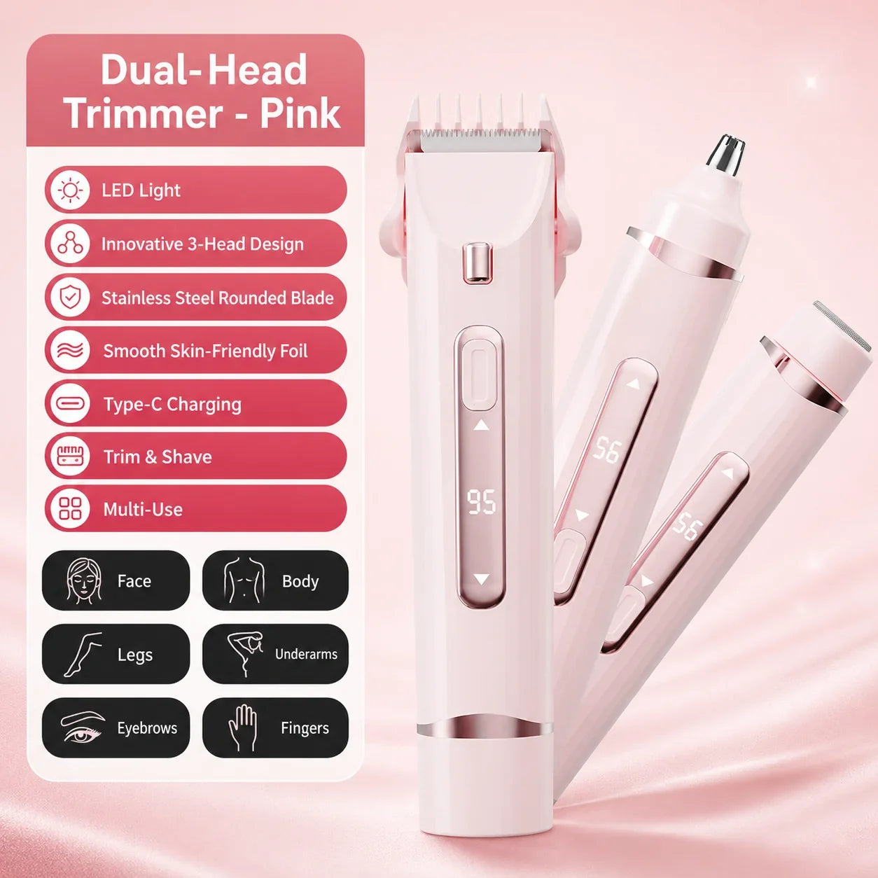 Purpose-Built 3-in-1 Women’s Electric Grooming Trimmer – Trim, Shave