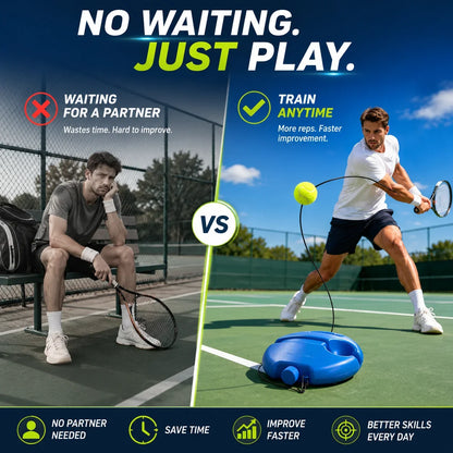 Purpose-Built Solo Tennis Trainer Rebound Set – Practice Anytime, No
