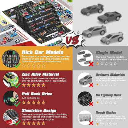 Vehicle-Ready 48pcs Pull-Back Toy Cars Set for Garage Use