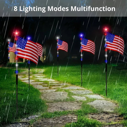 Patriotic Solar Flag Stake Lights with 8 Dynamic Modes
