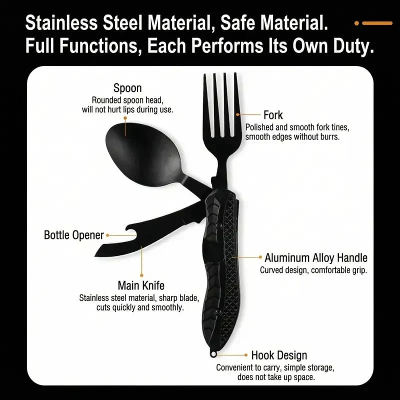 Purpose-Built 4-in-1 Detachable Folding Camping Utensil