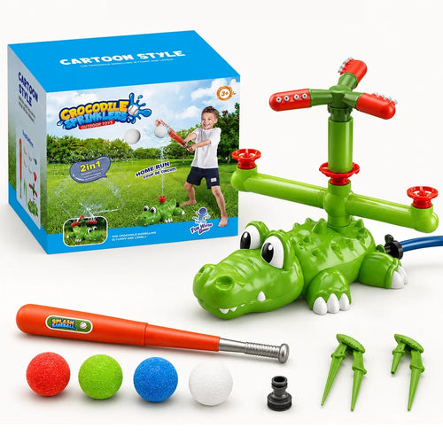 4-in-1 Crocodile Sprinkler and T-Ball Outdoor Play Set