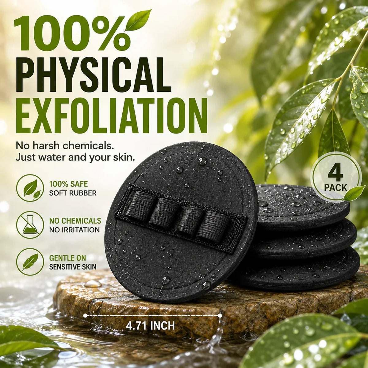 Easy-Care 4-PackSoft Rubber Shower Scrubber for Gentle Ex – 4 Packsoft