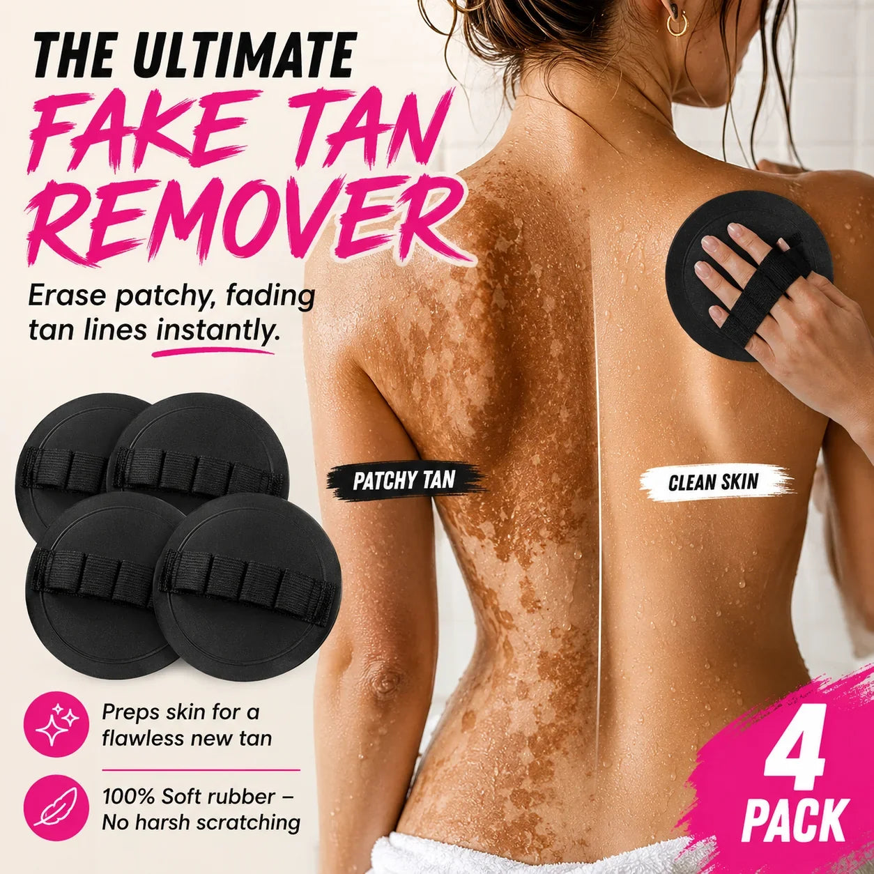 Easy-Care 4-PackSoft Rubber Shower Scrubber for Gentle Exfoliation &