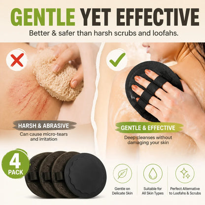 Easy-Care 4-PackSoft Rubber Shower Scrubber for Gentle Exfoliation &