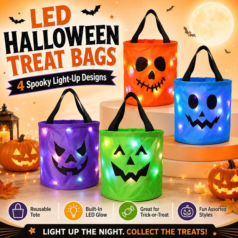 Decorative Early 4 Pcs Candy Bucket with LED