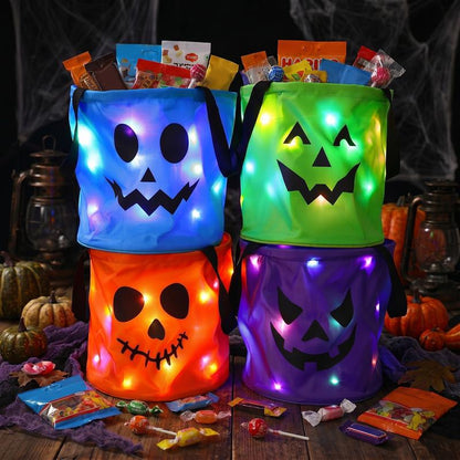 Decorative Early 4 Pcs Candy Bucket with LED
