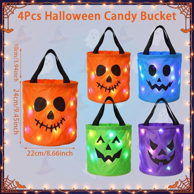 Decorative Early 4 Pcs Candy Bucket with LED