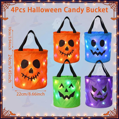 Decorative Early 4 Pcs Candy Bucket with LED