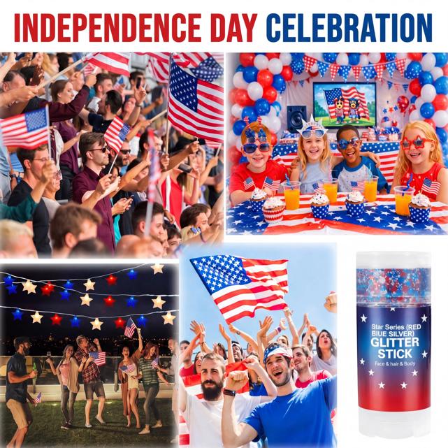 Red, White & Blue Patriotic Glitter Stick
