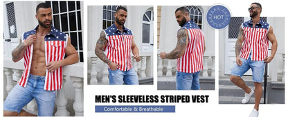 Purpose-Built Men's American Flag Denim Vest - 4th of July Patriotic