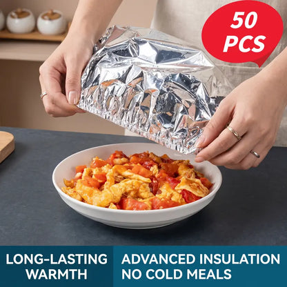 Heat-Retaining Aluminum Foil Food Covers, 50-Piece Insulated Set