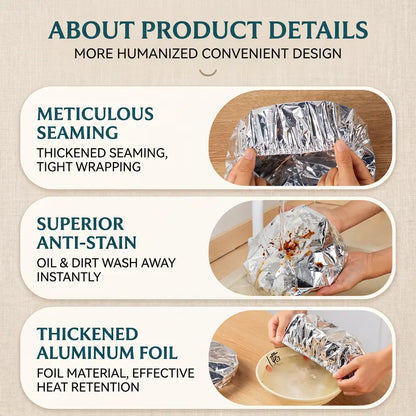 Heat-Retaining Aluminum Foil Food Covers, 50-Piece Insulated Set