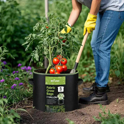 Durable 3-Gallon Fabric Grow Bags (5-Pack)
