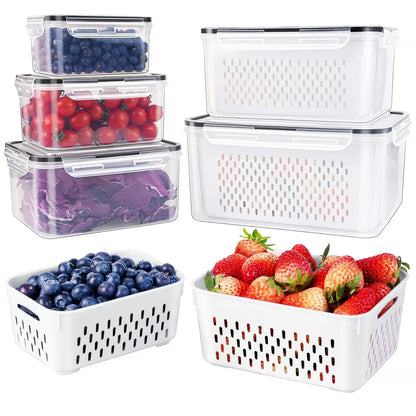 Space-Saving 3/5 Pack Stackable Fridge Organizers with Removable