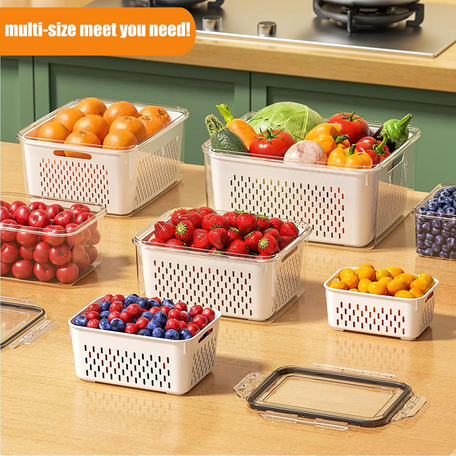 Space-Saving 3/5 Pack Stackable Fridge Organizers with Removable