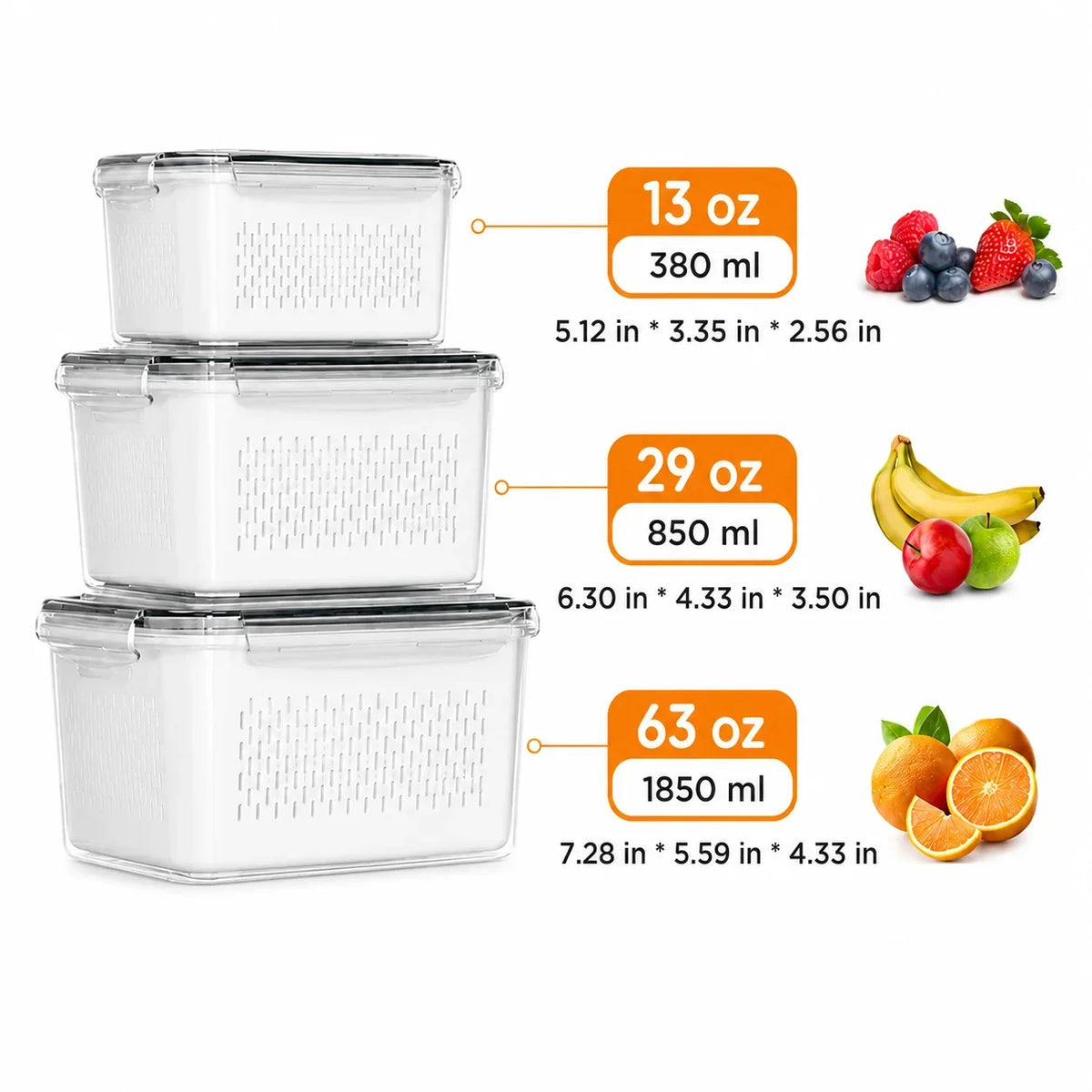 Space-Saving 3/5 Pack Stackable Fridge Organizers with Removable