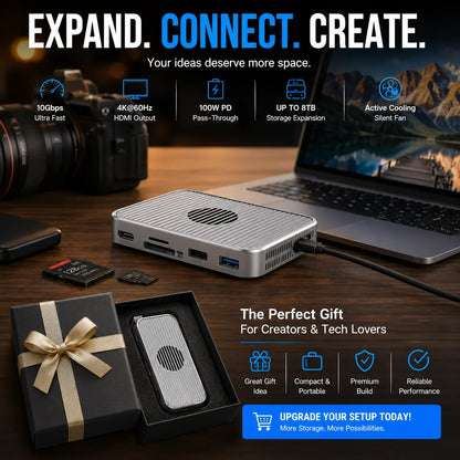 Purpose-Built 6-in-1 Magnetic NVMe SSD Enclosure Hub – 10Gbps, 4K