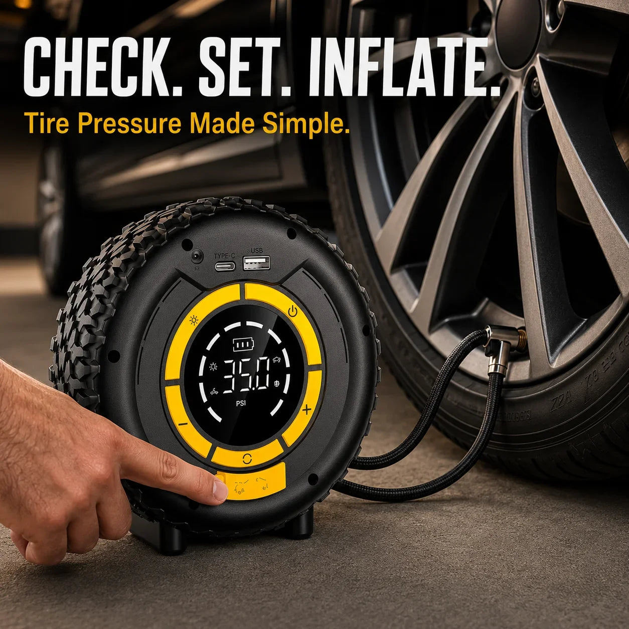 Vehicle-Ready 6-in-1 Portable Car Jump Starter & Tire Inflator