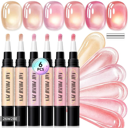Purpose-Built 6PCS One-Step Gel Nail Art Pen Set – Salon Beauty at