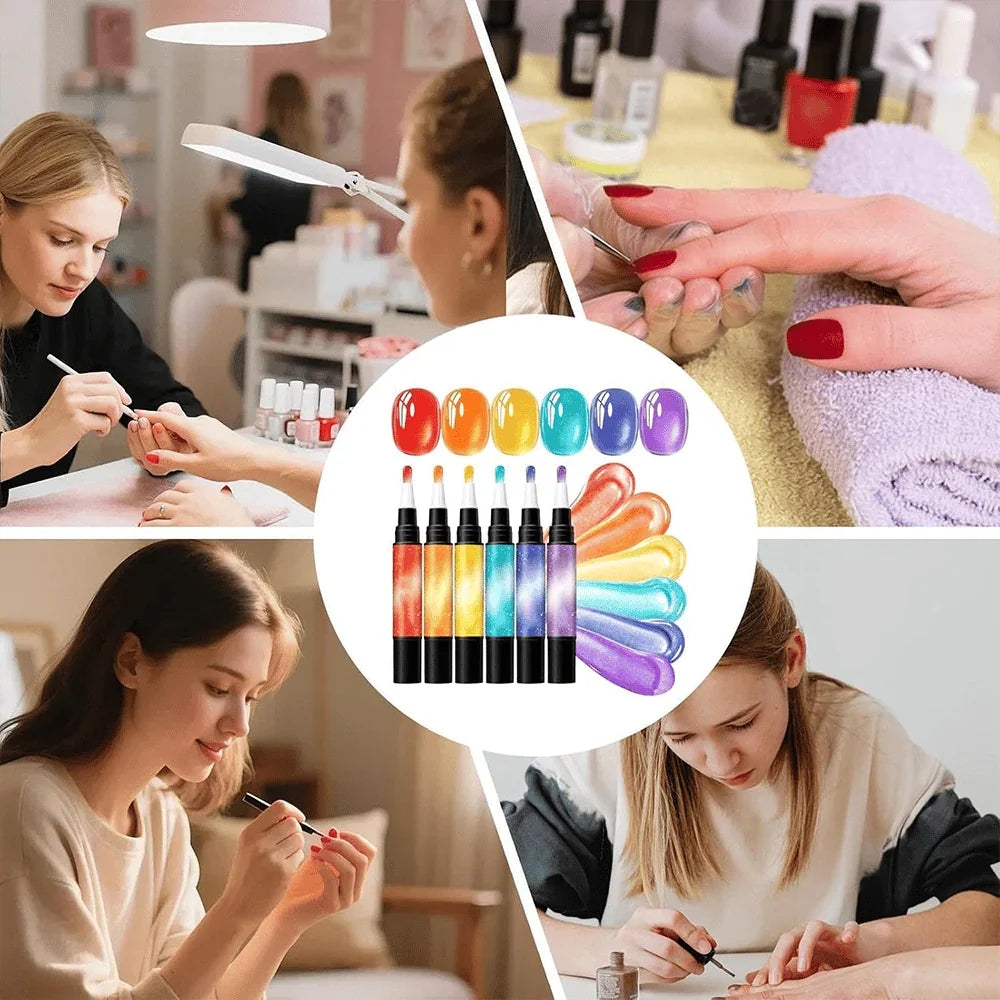 Purpose-Built 6PCS One-Step Gel Nail Art Pen Set – Salon Beauty at