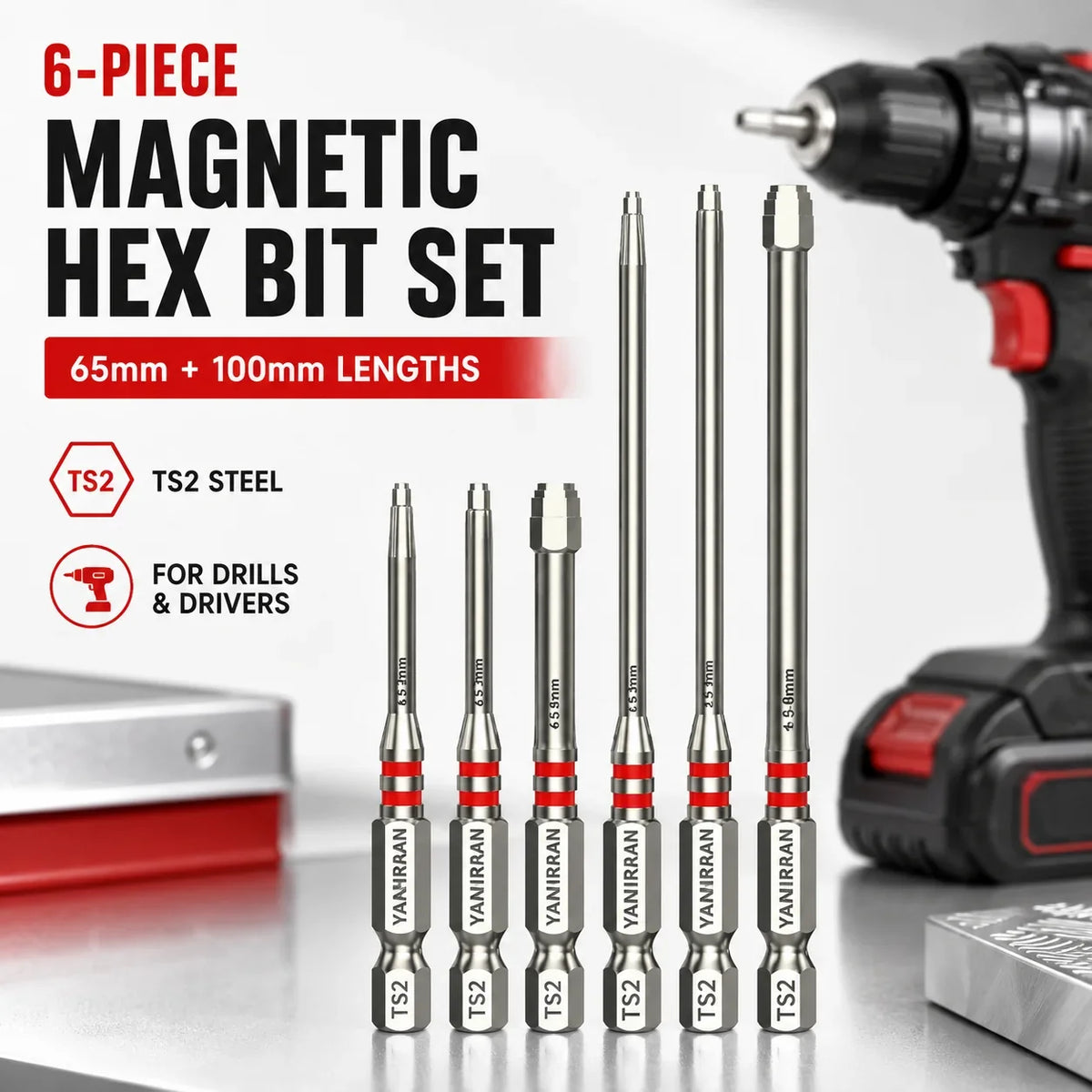 Distinctive 6-Piece Screwdriver Bit Set: Featuring magnetic hexagonal