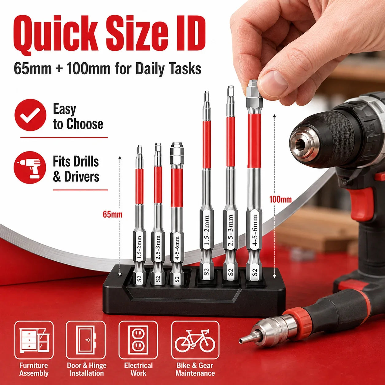 Distinctive 6-Piece Screwdriver Bit Set: Featuring magnetic hexagonal