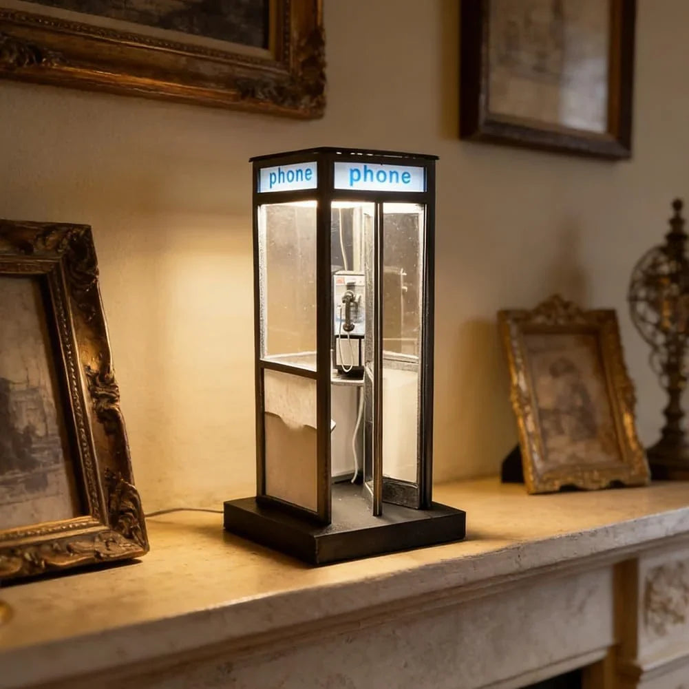 Decorative Retro Vintage Tall PhoneBooth Lamp for Focused Lighting