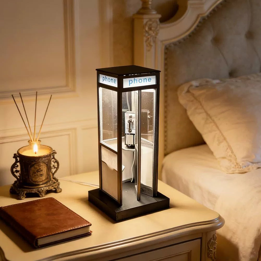 Decorative Retro Vintage Tall PhoneBooth Lamp for Focused Lighting