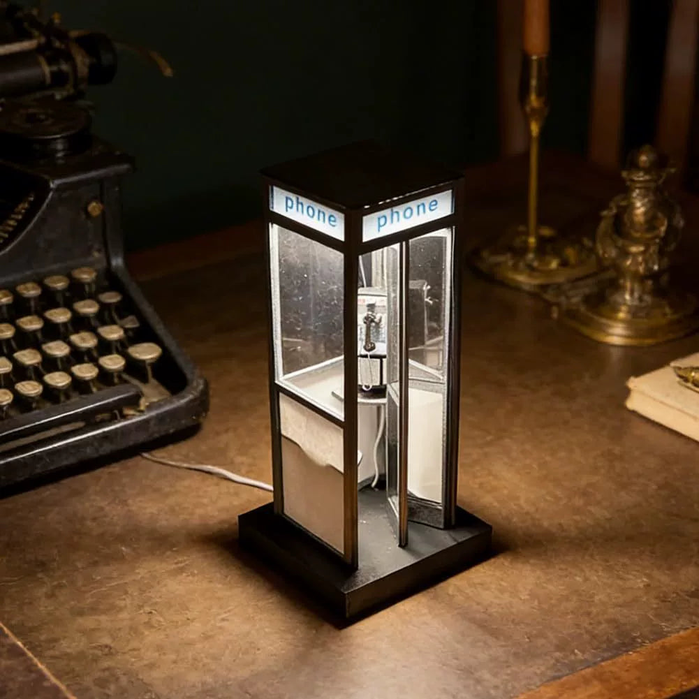 Decorative Retro Vintage Tall PhoneBooth Lamp for Focused Lighting