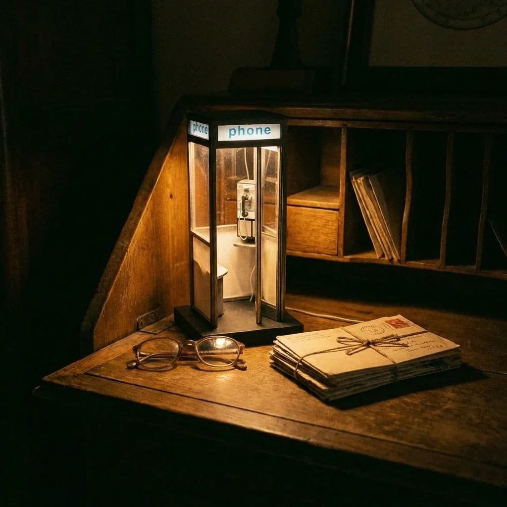 Decorative Retro Vintage Tall PhoneBooth Lamp for Focused Lighting