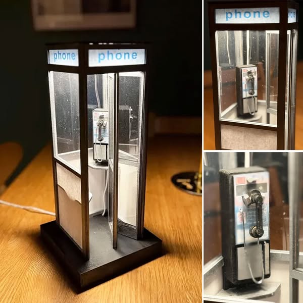 Decorative Retro Vintage Tall PhoneBooth Lamp for Focused Lighting