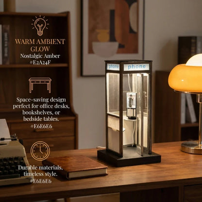Decorative Retro Vintage Tall PhoneBooth Lamp for Focused Lighting