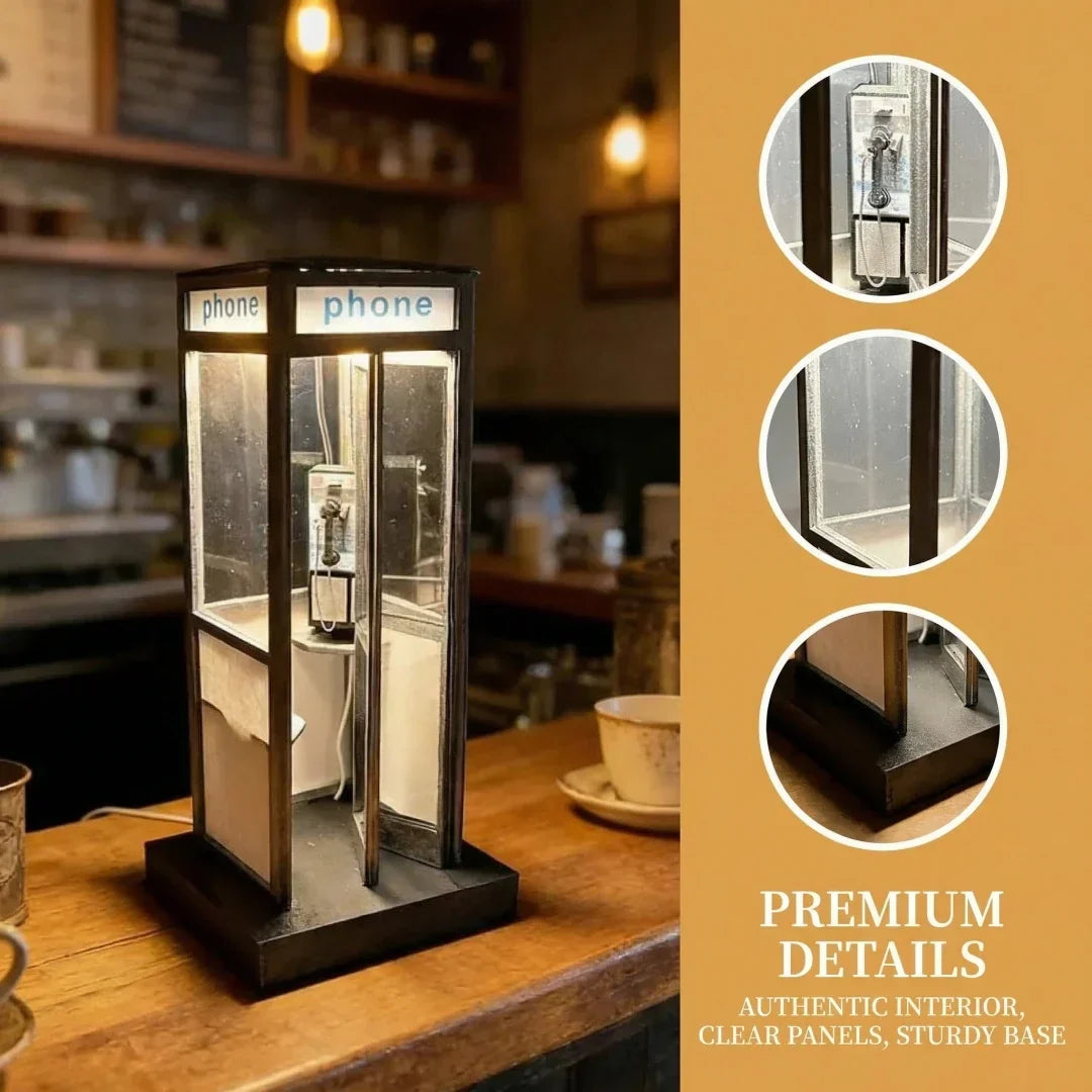Decorative Retro Vintage Tall PhoneBooth Lamp for Focused Lighting