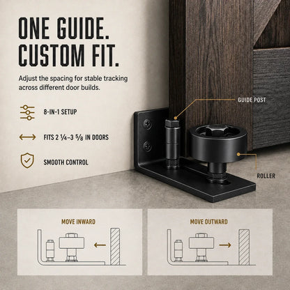 Purpose-Built 8-in-1 Adjustable Barn Door Floor Guide – Wall-Mount
