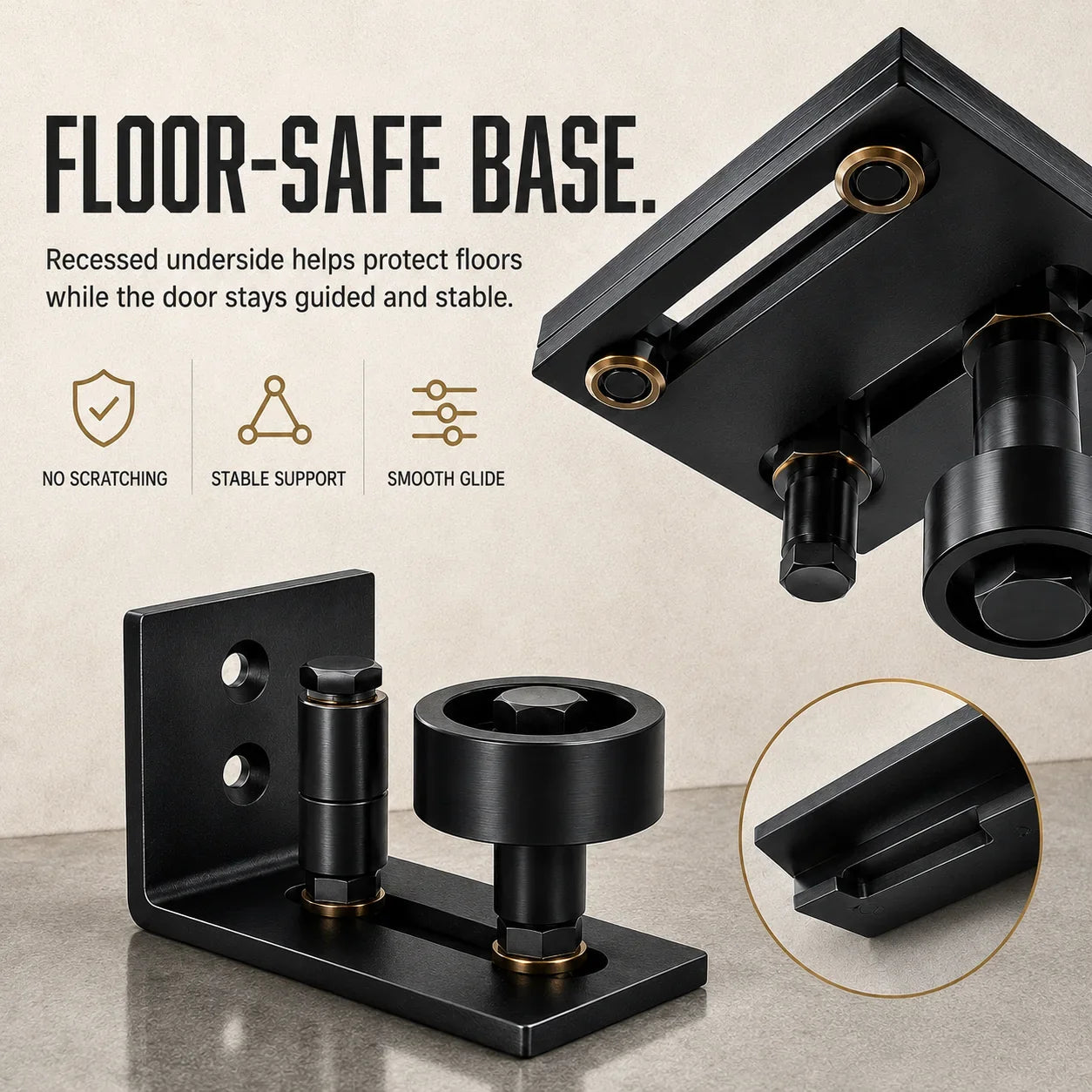 Purpose-Built 8-in-1 Adjustable Barn Door Floor Guide – Wall-Mount
